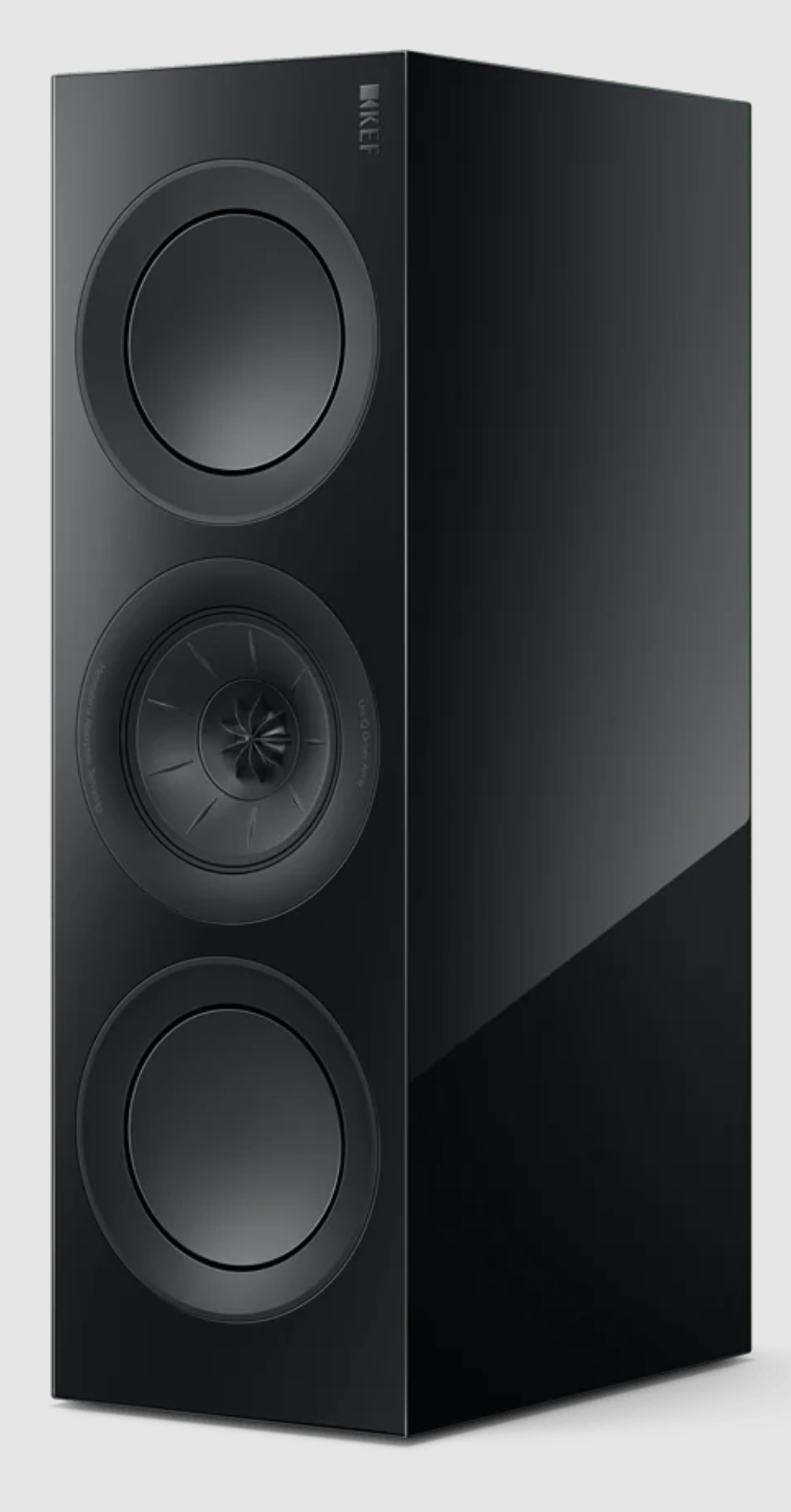 KEF R2 Meta Centre Channel Speaker in Black Gloss. Vertical on an angle