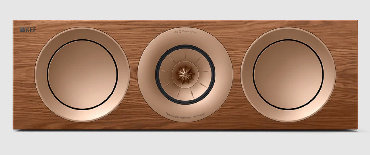 KEF R6 Meta Centre Channel Speaker in Walnut. Front
