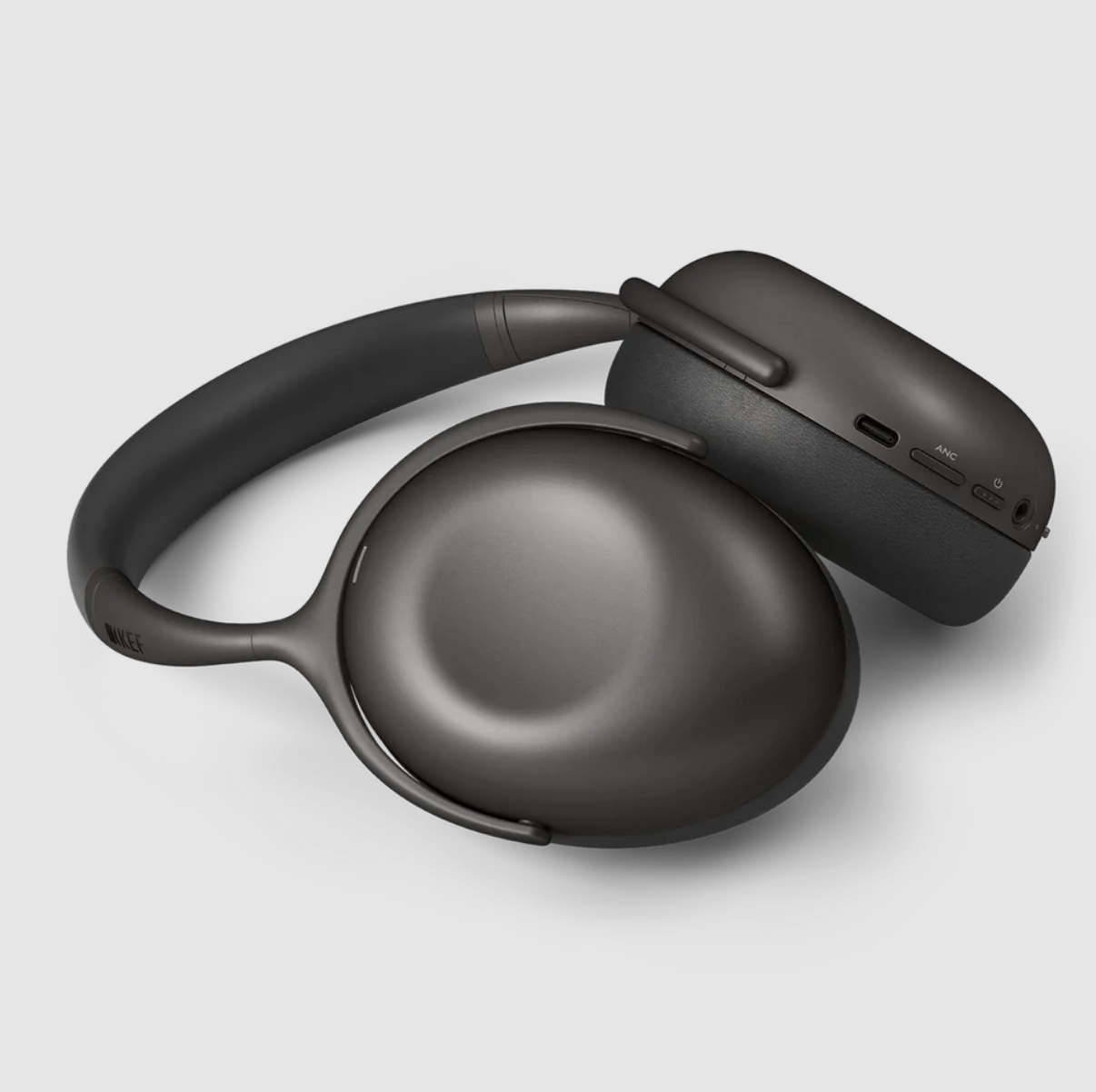 KEF Mu7 Noise Cancelling Wireless Headphones in Charcoal Grey, horizontal