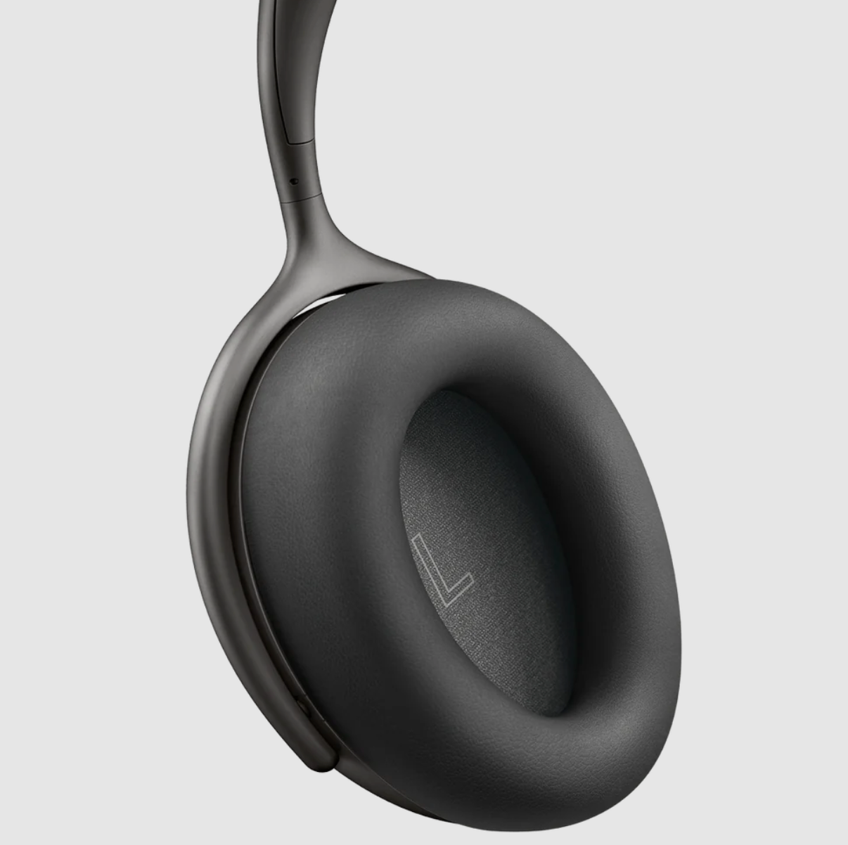 KEF Mu7 Noise Cancelling Wireless Headphones in Charcoal Grey, earcup
