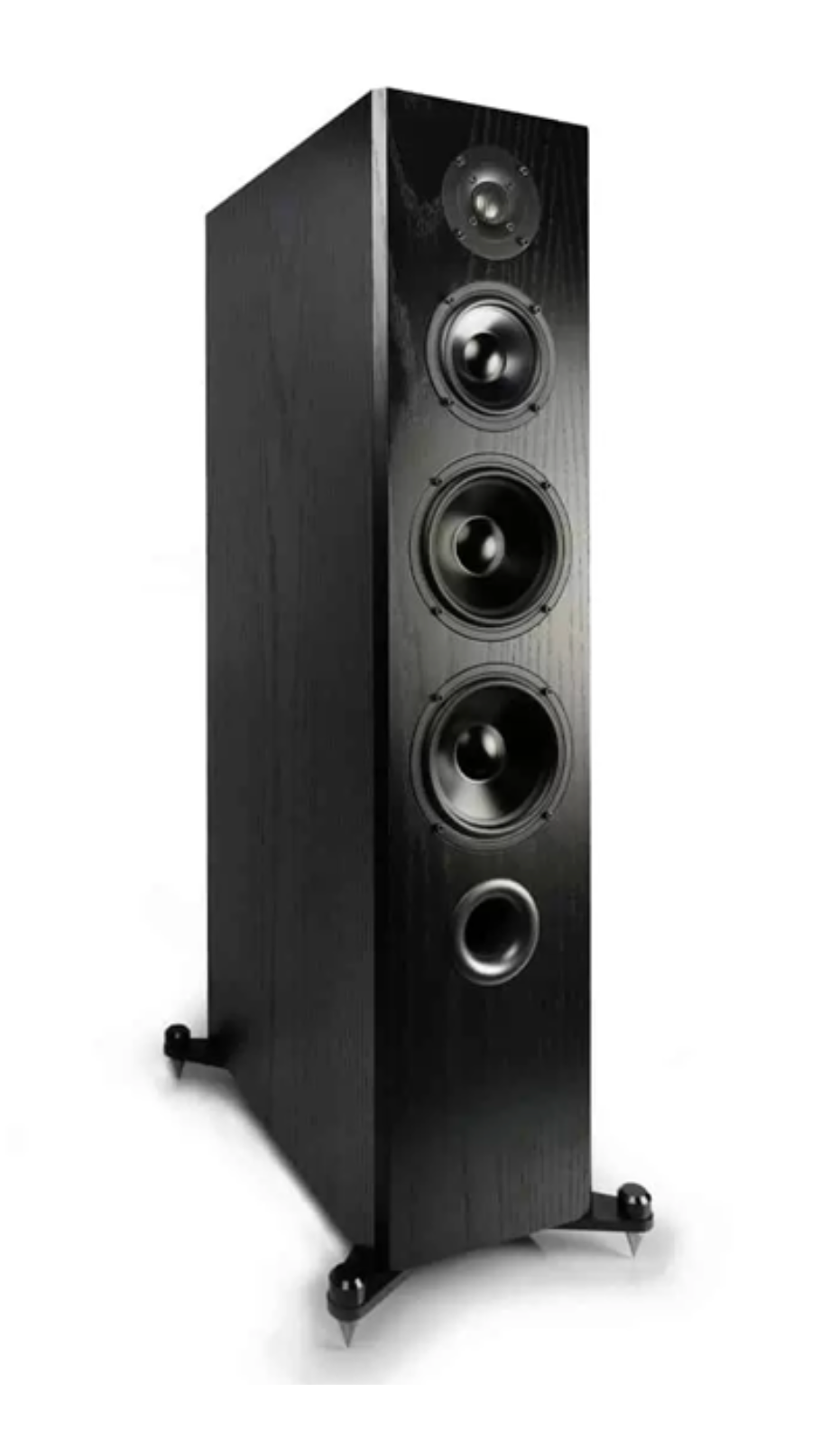 KLH Kendall 2F Floorstanding Speakers in Black Oak Veneer. Image shows speaker without grille