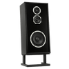 KLH Model 4 individual Loudspeaker in Black, angled and without Grille