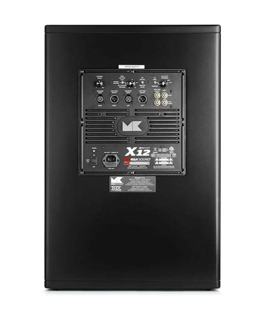 M & K Sound X12 Subwoofer, rear of sub