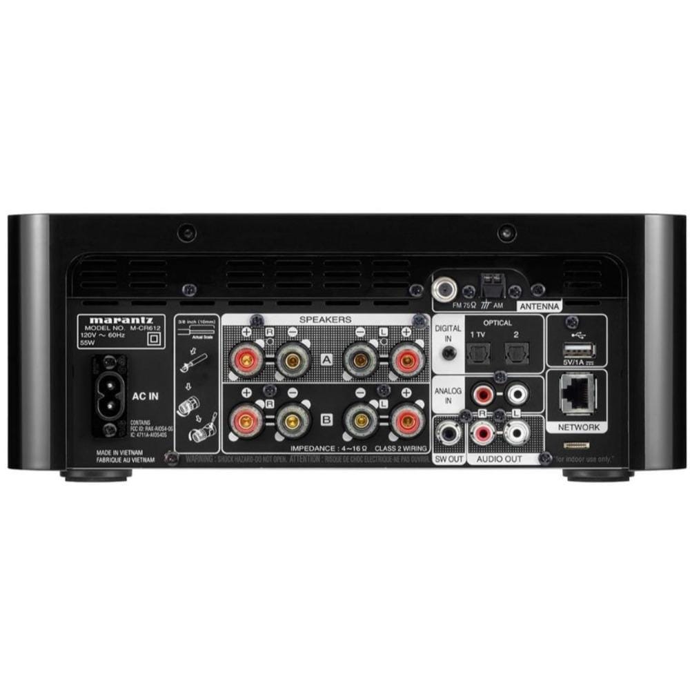 Marantz AV Receivers Marantz CR612 Compact CD Receiver in black, back of unit