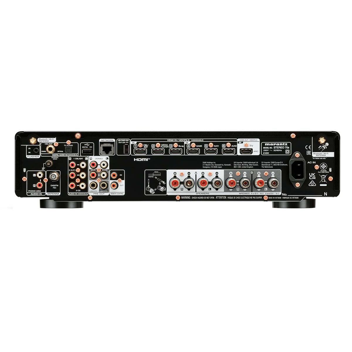 Marantz Stereo70's Receiver in Black. Pristine sound quality, timeless design & cutting edge tech. Back image