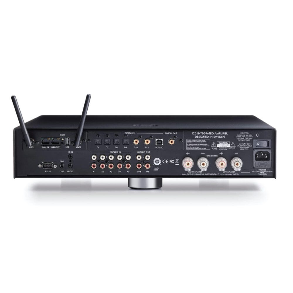 Primare I25 Integrated Amplifier in black, back view