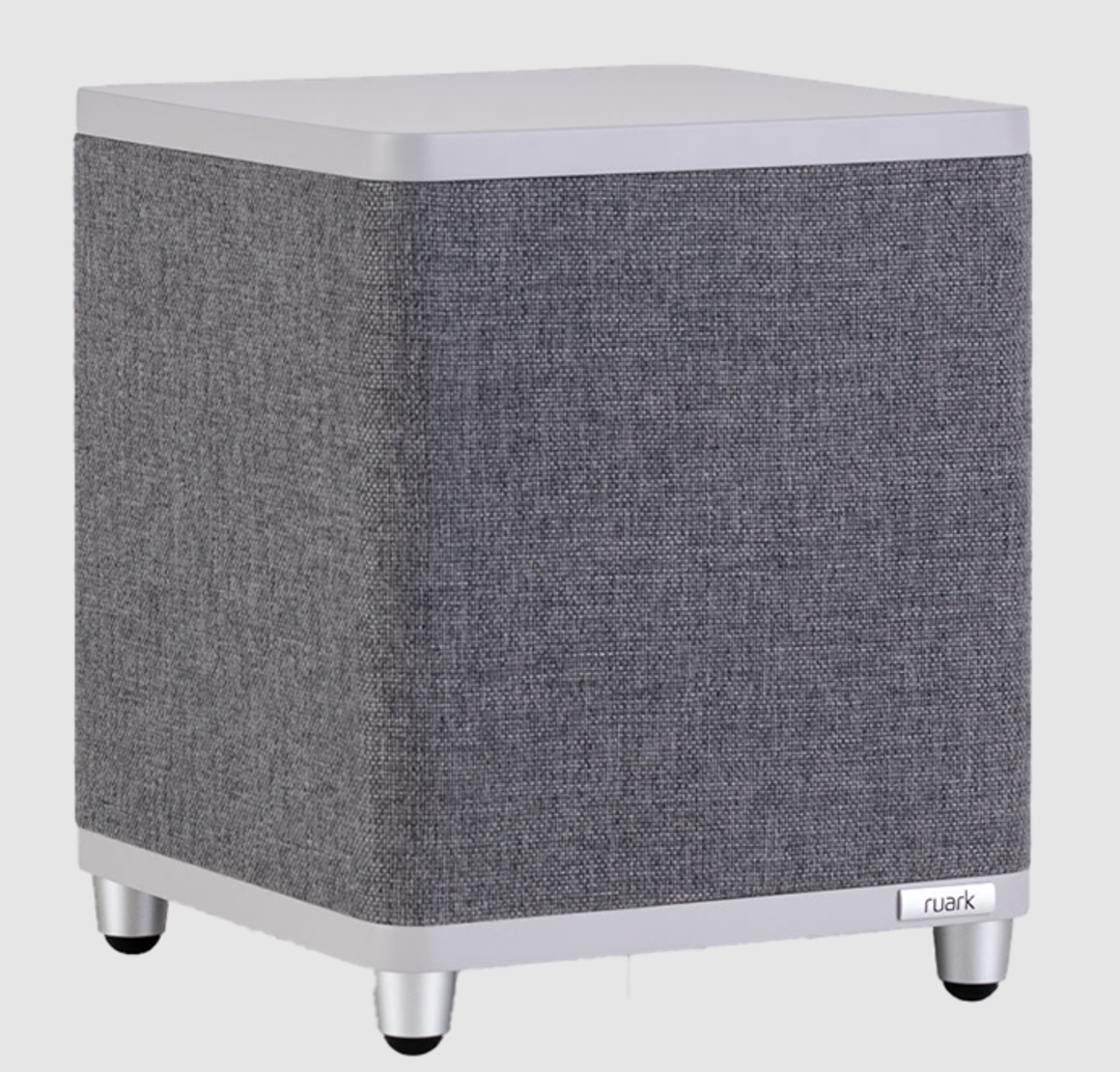 Ruark Audio RS1 Subwoofer in soft grey, angled