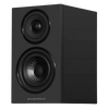 Wharfedale Diamond 12.0i Bookshelf Speakers. Angled view of individual speaker shown in Black and without grille.