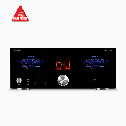 Advance Paris A10 Hybrid Stereo Amplifier is an integrated Stereo Amplifier of high musical quality with tube pre-amplification.  Front image