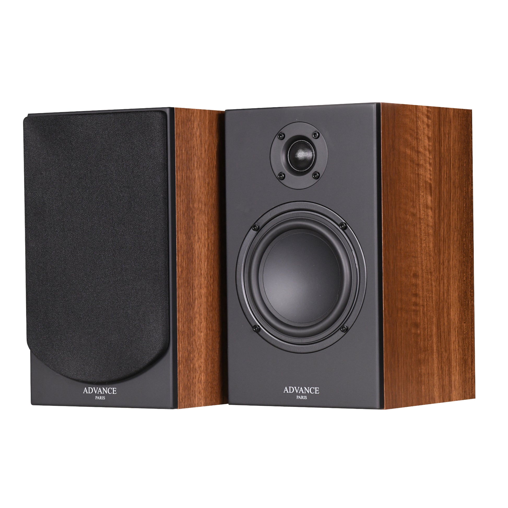 The Advance Paris KC-100 are a 2-way bookshelf speaker (walnut) perfect for your studio, living room or office. The ideal companion for MyConnect 60 for a connected and efficient system! Front image