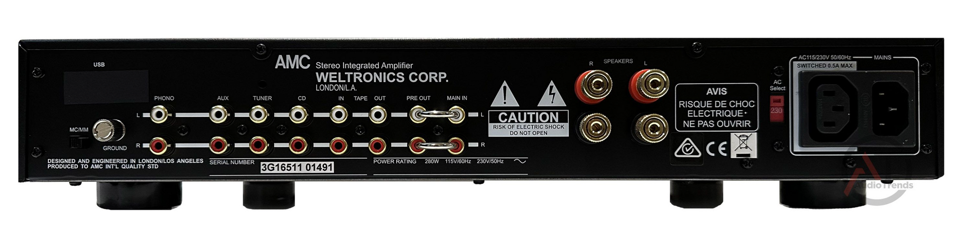 AMC XIA50 Integrated Stereo Amplifier. Black rear image