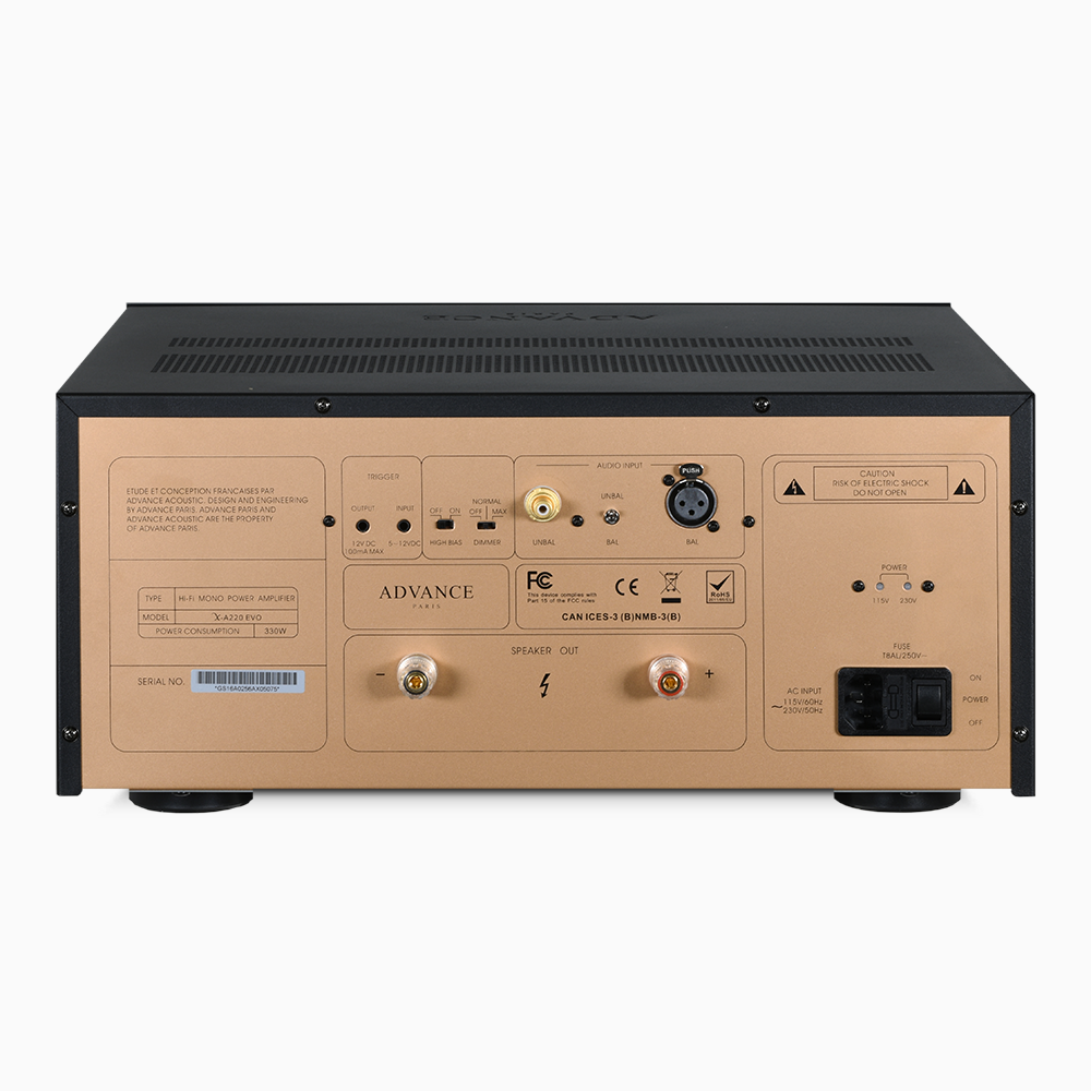 Advance Paris X-A220 EVO Mono Power Amplifier is a powerful audio component for exceptional sound. Rear image