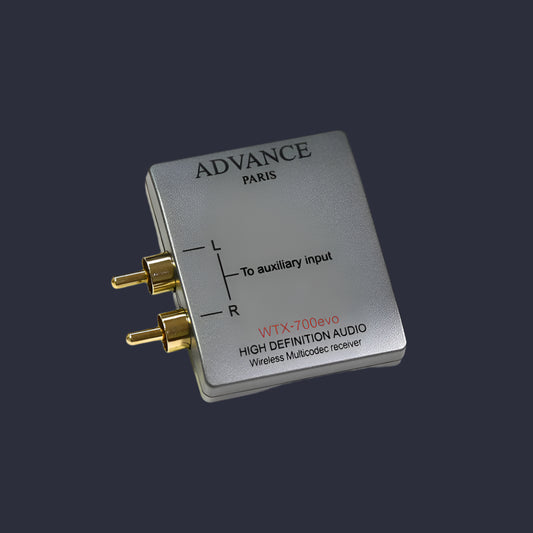 The Advance Paris WTX-700 EVO is a Compact size aptx HD Bluetooth receiver. Front Image