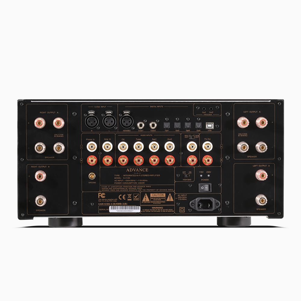 The Advance Paris X-i1100 Integrated Stereo Amplifier is a pinnacle of audio engineering, meticulously designed for a pristine musical listening experience. Rear Image