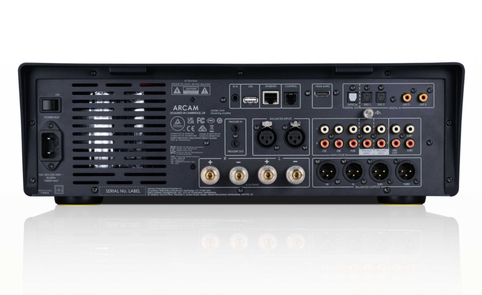 Arcam SA45 Streaming Integrated Amplifier, back of unit