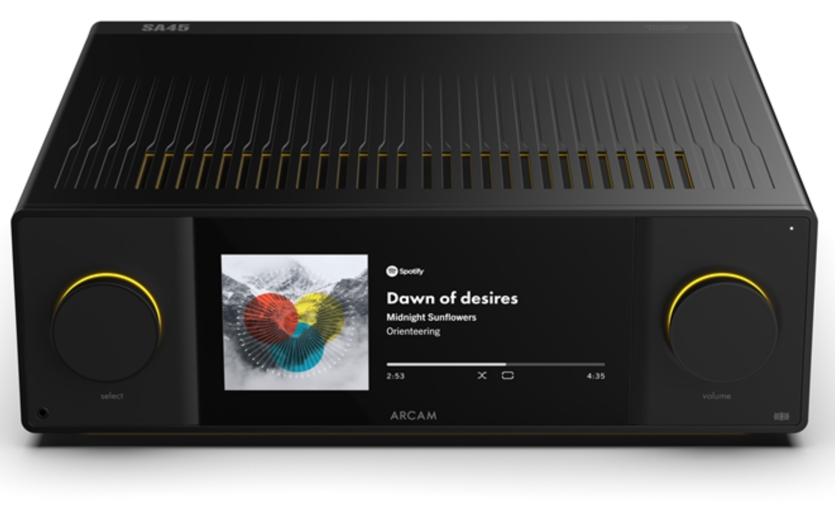 Arcam SA45 Streaming Integrated Amplifier, top and front
