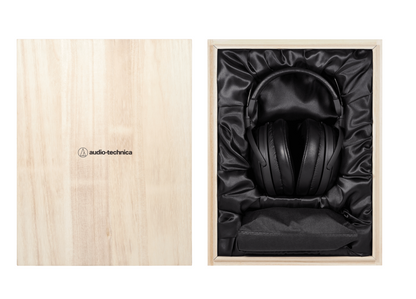 Audio Technica ATH-AWKT Closed-Back Dynamic Wooden Headphones in their box