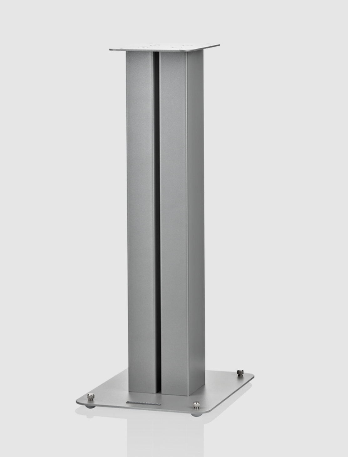 B&W FS600 S3 Speaker Stands in Silver. Angled image