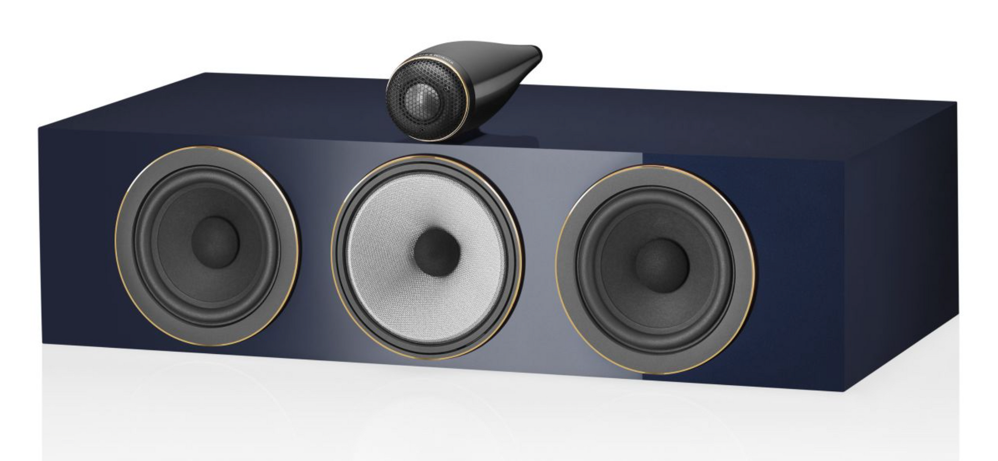 Bowers and Wilkins MTM71 S3 Signature Centre Channel Speaker in Midnight Blue Metallic. Image of angled view