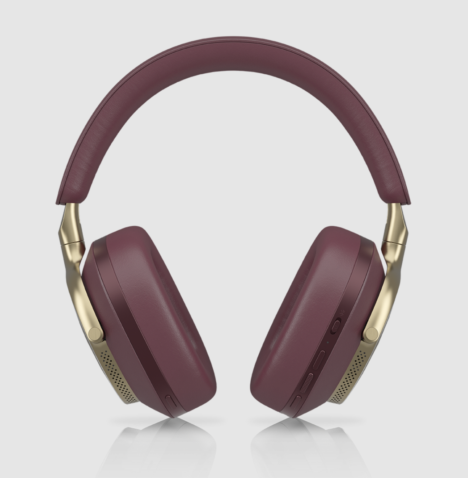 B&W Px8 Noise Cancelling Headphones in Royal Burgundy. Image of controls