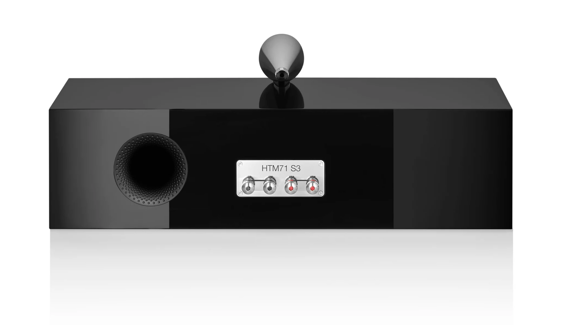 B&W HTM71 S3 Centre Channel Speaker in Black.  Image of back of unit
