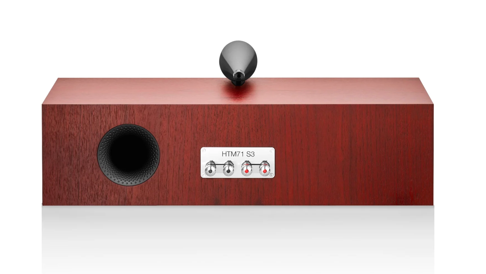B&W HTM71 S3 Centre Channel Speaker in Rosenut.  Image of back of unit