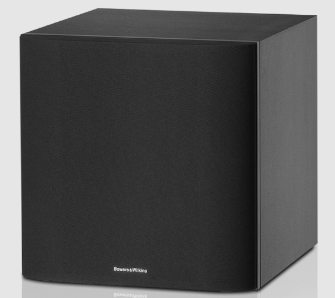B&W ASW610 10-Inch 200W Subwoofer - Black with grille on angle