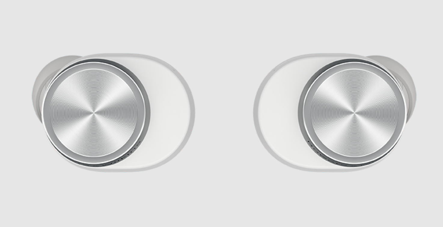 B&W Pi5 S2 Wireless Earbuds in Cloud Gray. Image of top