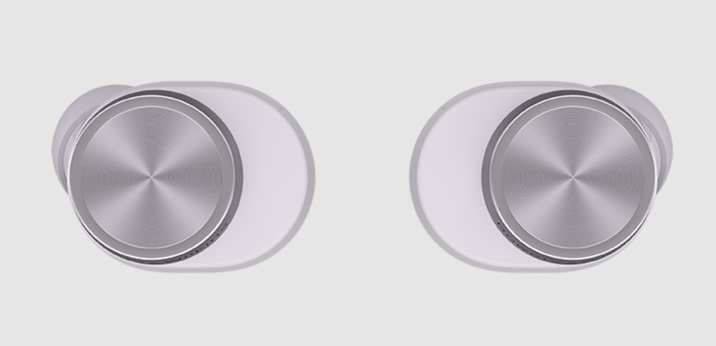B&W Pi5 S2 Wireless Earbuds in Spring Lilac. Image of top
