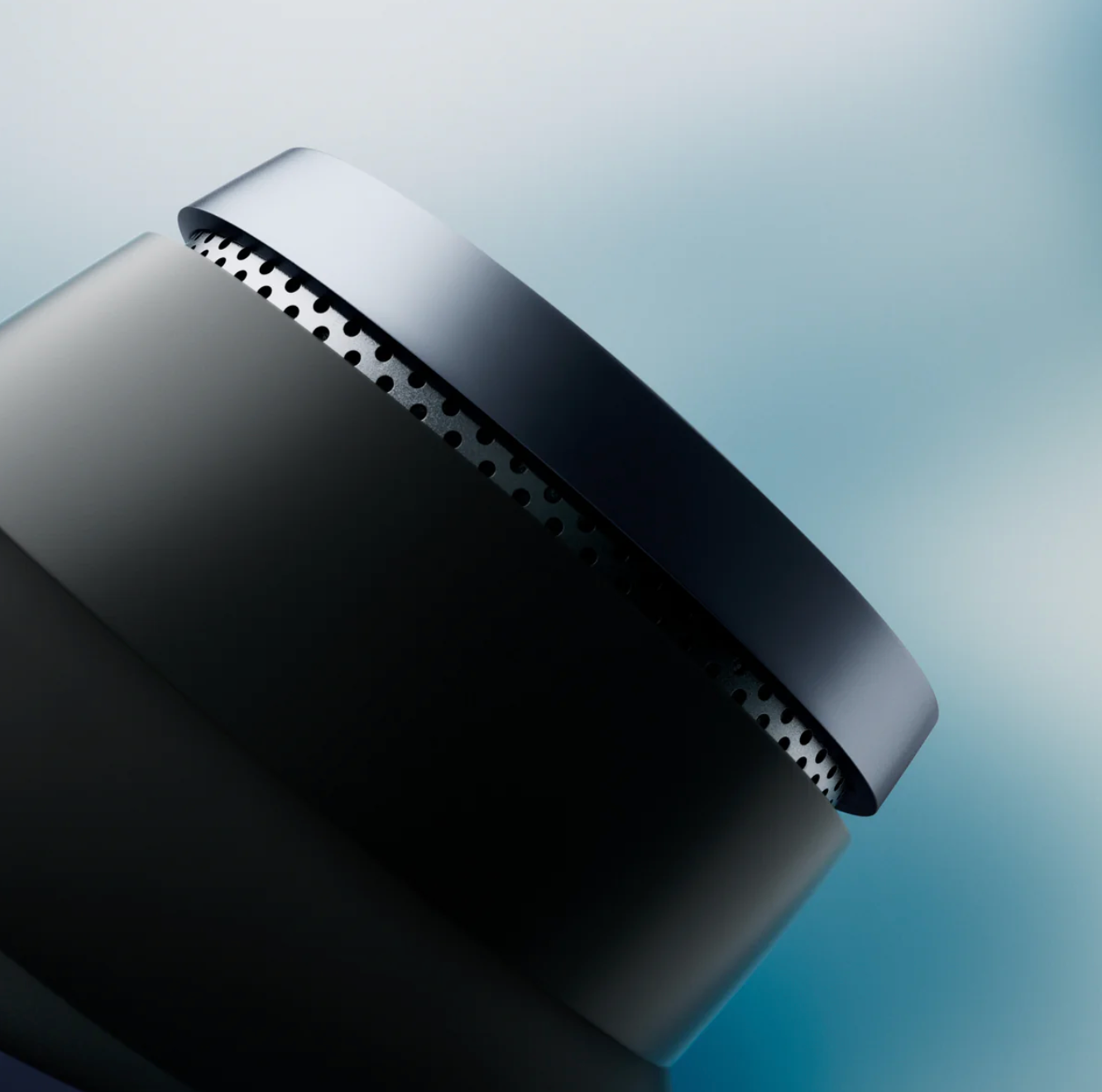 B&W Pi8 Wireless Earbuds in Anthracite black, up close 