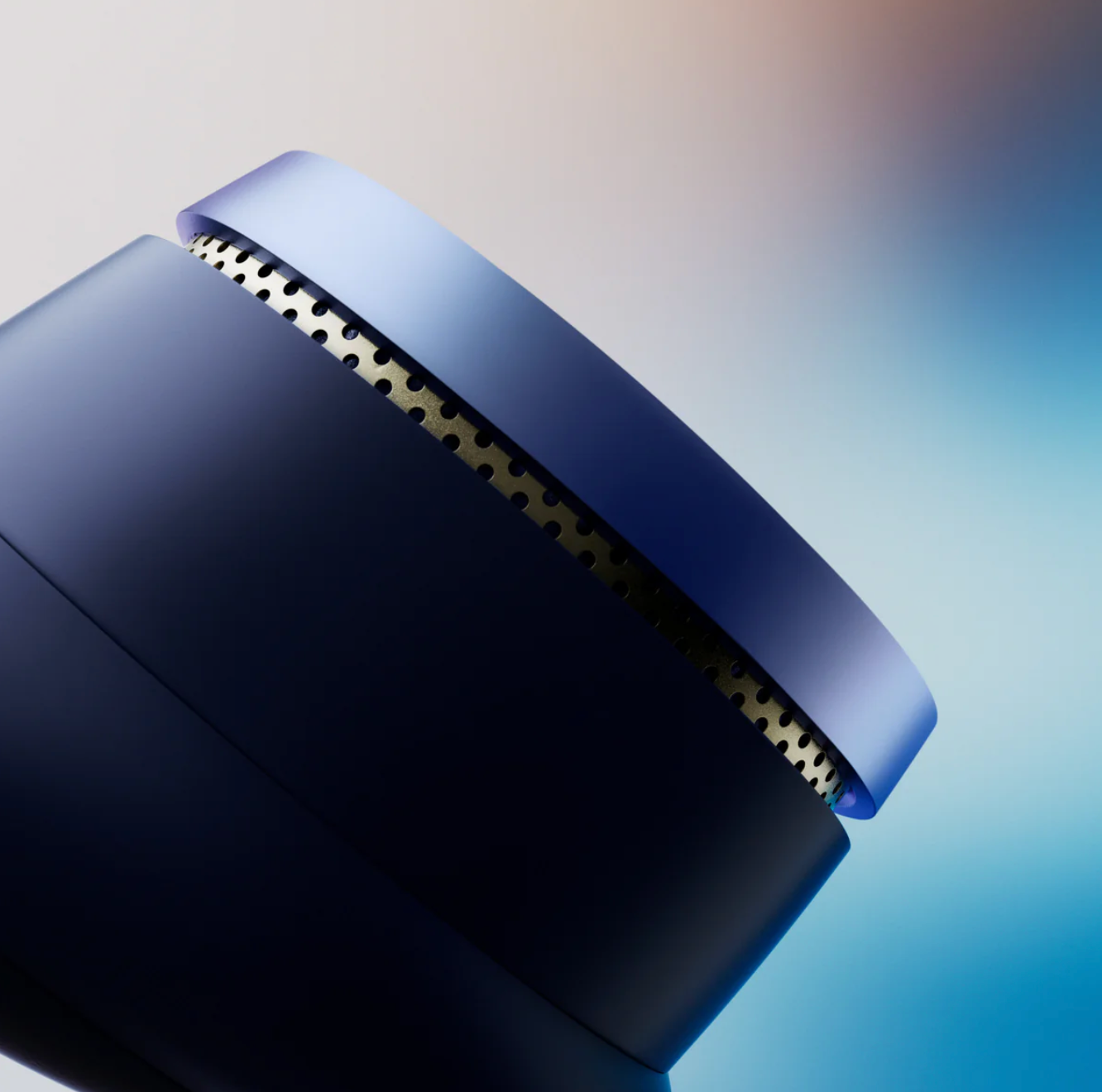 B&W Pi8 Wireless Earbuds in Midnight Blue, up close