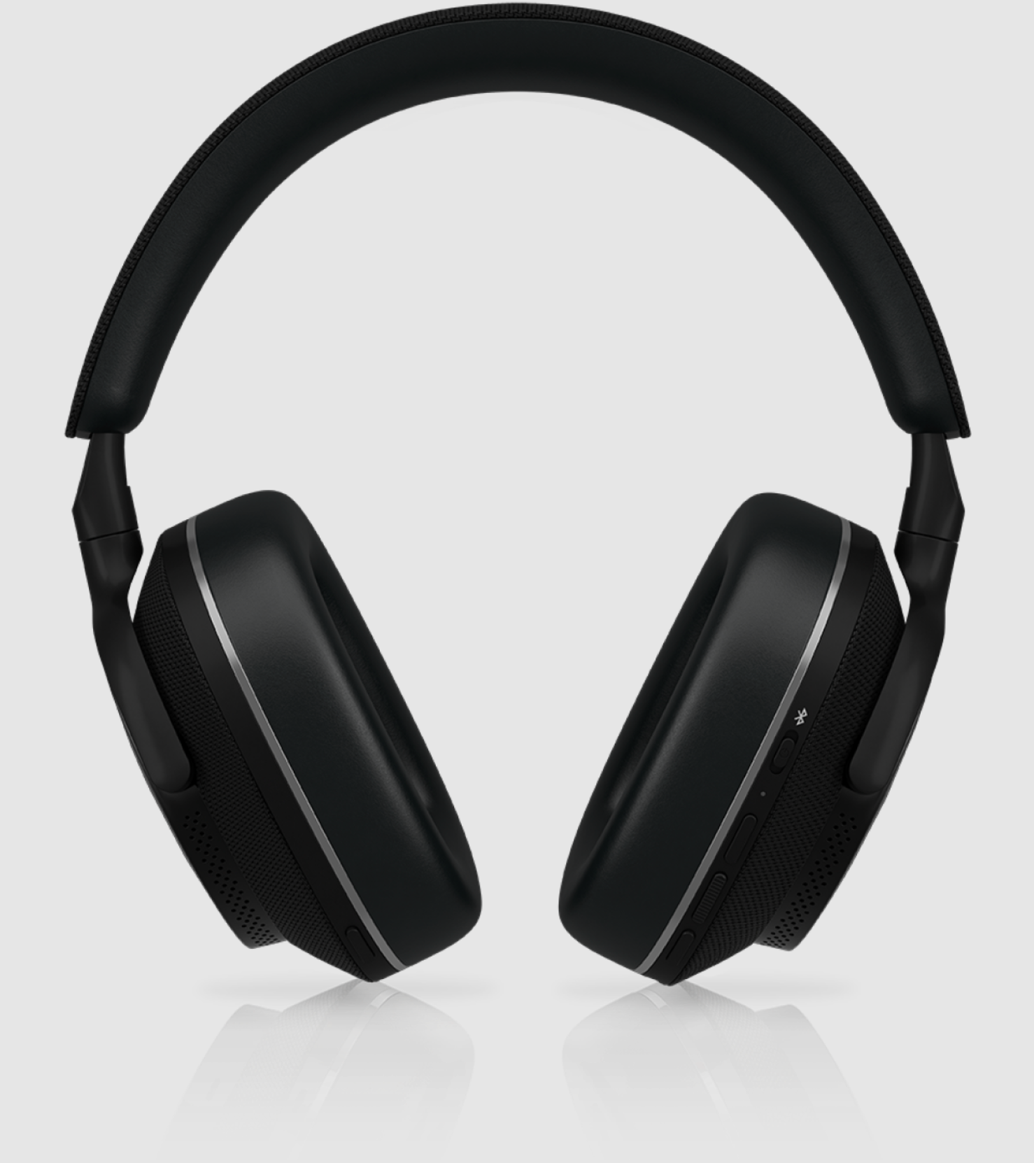 B&W Px7 S2e Noise Cancelling Headphones in Anthracite Black.  Image shows controls