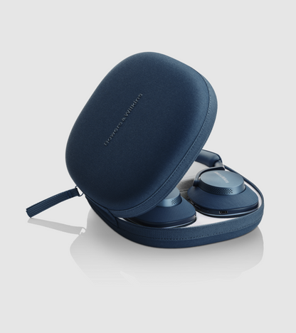 B&W Px7 S2e Noise Cancelling Headphones in Ocean Blue. Image in case