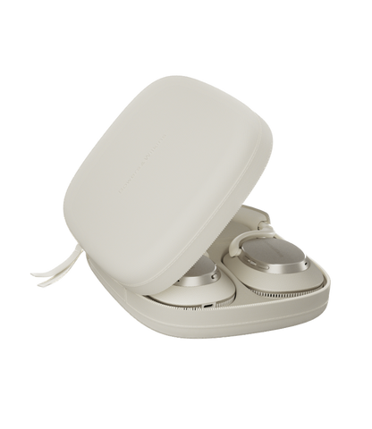 B&W Px7 S3 Noise Cancelling Headphones in Canvas White, in their case