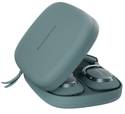 B&W Px7 S3 Noise Cancelling Headphones in Frost Blue, in their carry case