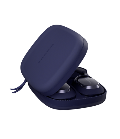 B&W Px7 S3 Noise Cancelling Headphones in Indigo Blue, in their case