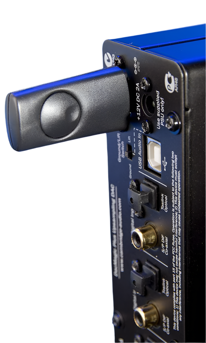 Cambridge Audio BT100 Bluetooth Receiver, plugged in