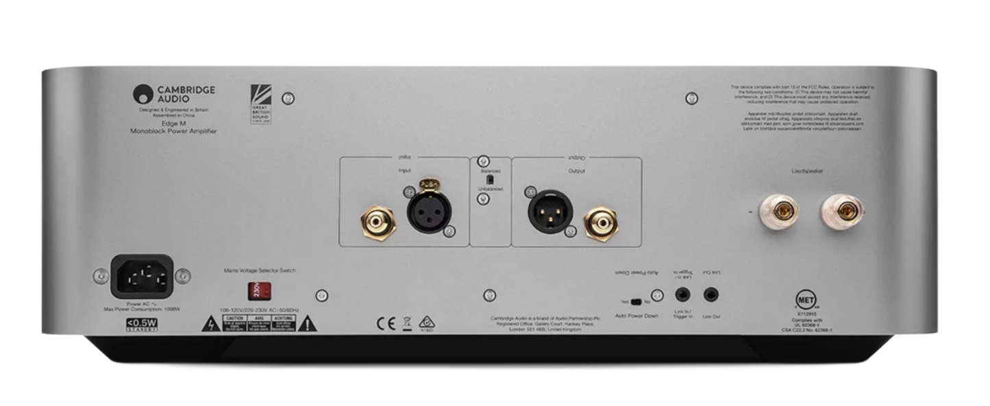 Cambridge Audio Power Amplifiers Cambridge Audio Edge M Monoblock Power Amplifier, back
