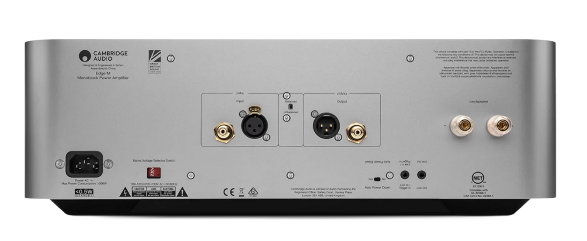 Cambridge Audio Power Amplifiers Cambridge Audio Edge M Monoblock Power Amplifier, back