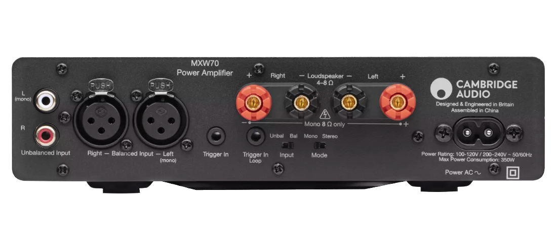 Cambridge Audio MXW70 Compact Power Amplifier, back of unit