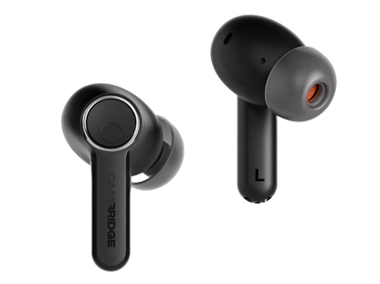 Cambridge Audio Melomania A100 True Wireless Headphones with ANC in Black, left and right