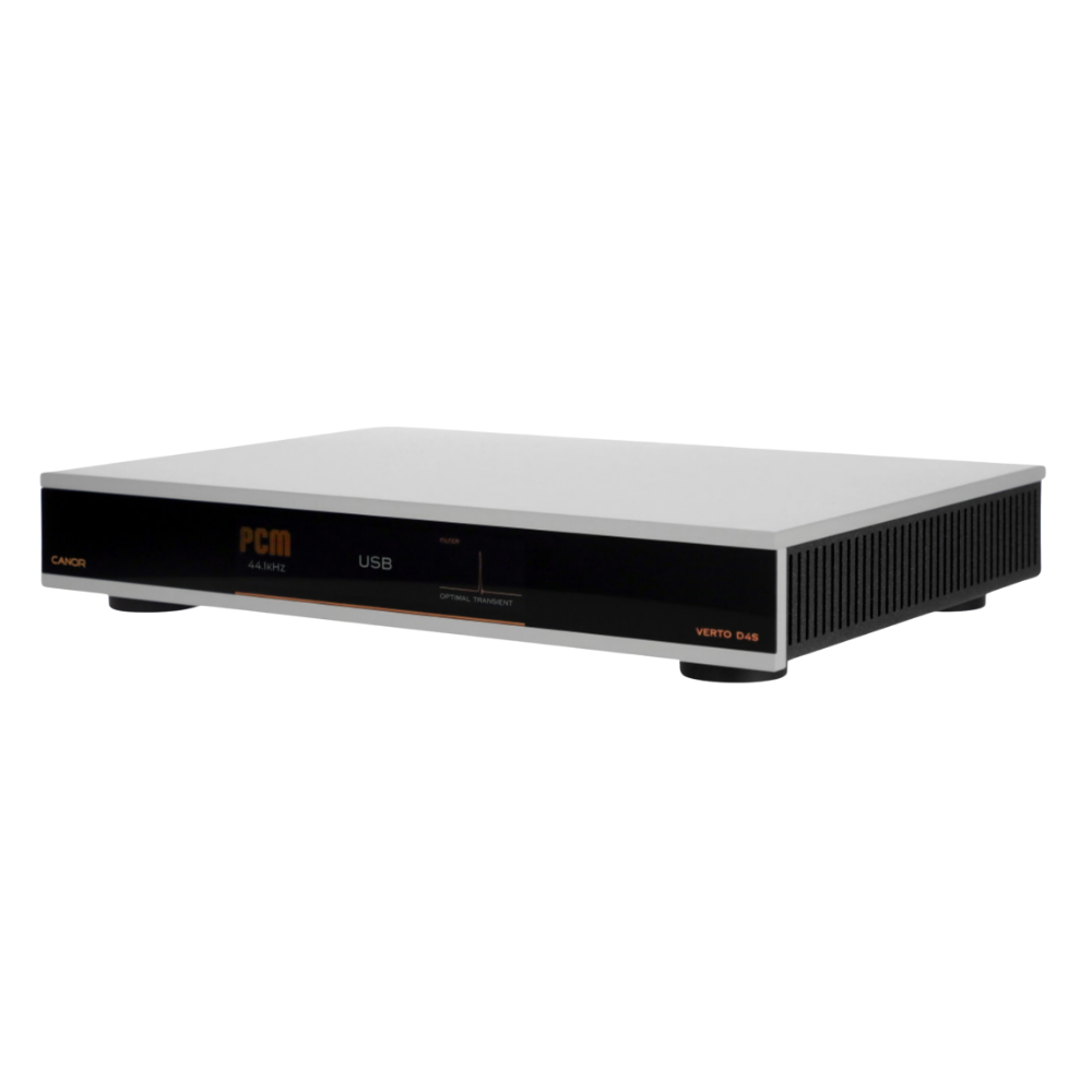 Canor Verto D4S Solid-State DAC in Silver, angled