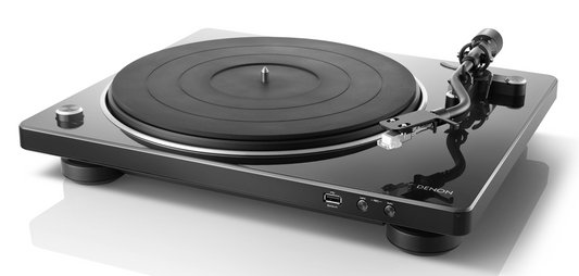 Denon DP-450USB Turntable with USB & Phono Preamp, on angle, no dustcover