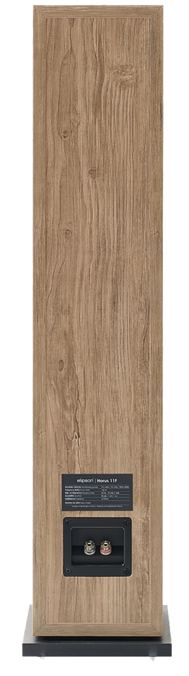 Elipson Horus 11F BT Active Floorstanding Speakers in Light Wood and Beige, closeup of individual speaker