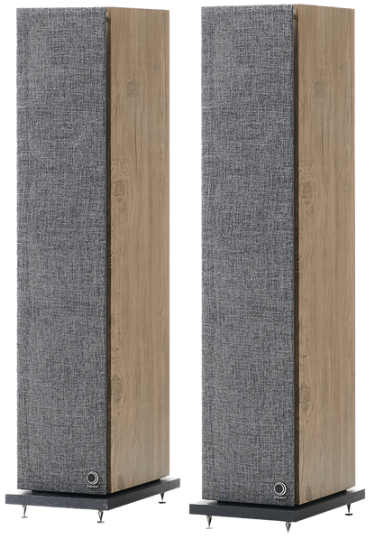 Elipson Horus 11F BT Active Floorstanding Speakers in Light Wood and Beige, pair with grilles