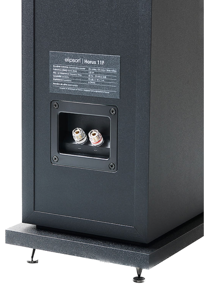 Elipson Horus 11F BT Active Floorstanding Speakers in Black, rear.  Close up of connection points