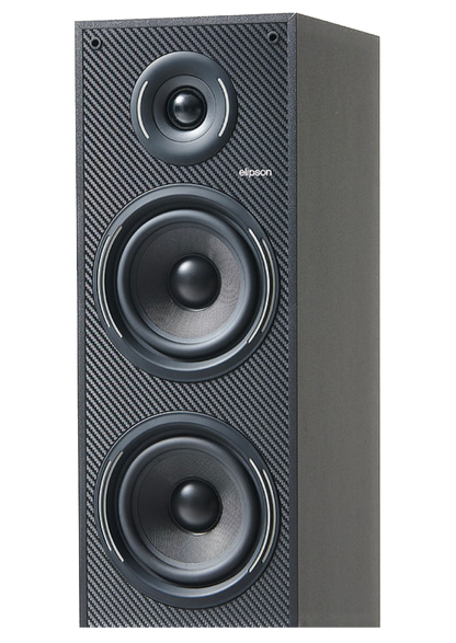 Elipson Horus 11F BT Active Floorstanding Speakers in Black, individual speaker, front closeup