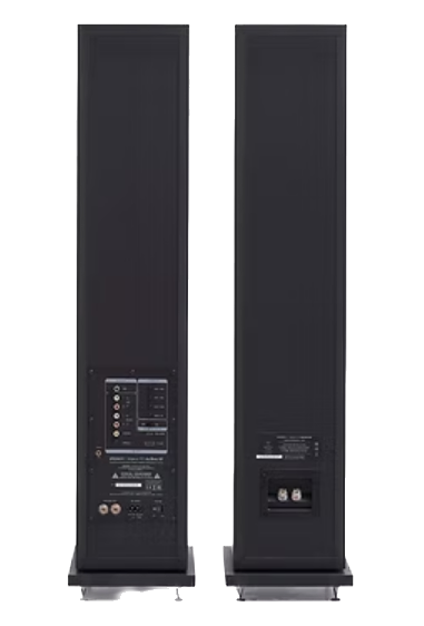 Elipson Horus 11F BT Active Floorstanding Speakers in Black, rear of pair