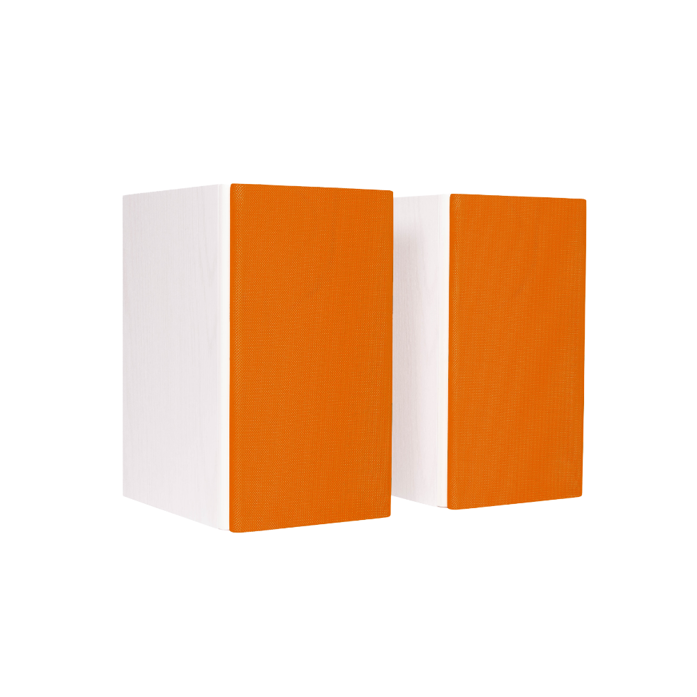 Encel Gelati Bookshelf Speakers in Vanilla White with Apricot Grilles