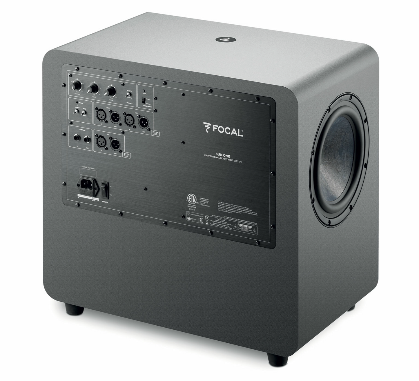 Focal Sub One Active Studio Subwoofer, image shows inputs